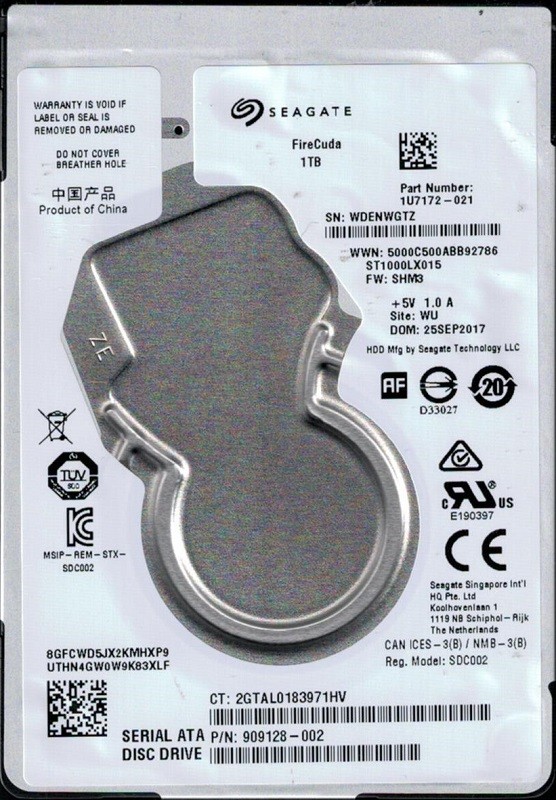ST1000LX015 P/N: 1U7172-021 F/W: SHM3 WU WDEN Seagate 1TB
