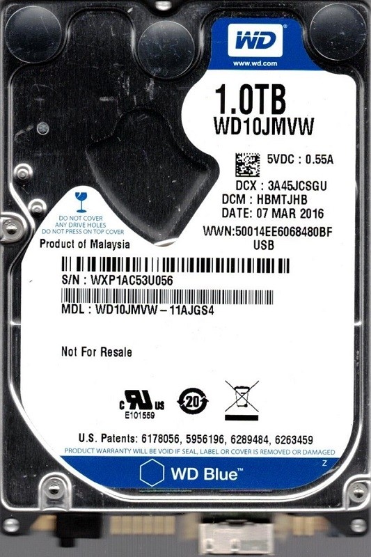 WD10JMVW-11AJGS4 DCM: HBMTJHB WXP1A Western Digital 1TB