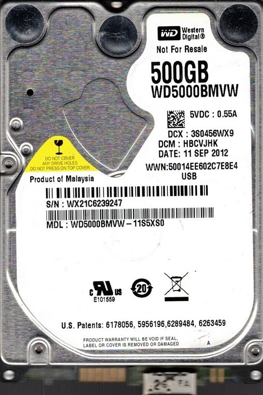 Western Digital WD5000BMVW-11S5XS0 DCM: HBCVJHK 500GB USB 3.0