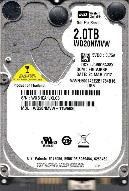Western Digital WD20NMVW-11W68S0 USB 3.0 2TB DCM: EBCVJBBB
