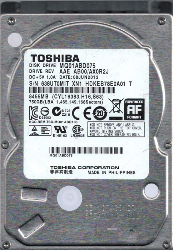 Toshiba MQ01ABD075 750GB AAE AB00/AX0R2J PHILIPPINES
