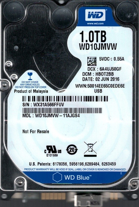 WD10JMVW-11AJGS4 DCM: HBOT2BB WX31A Western Digital 1TB