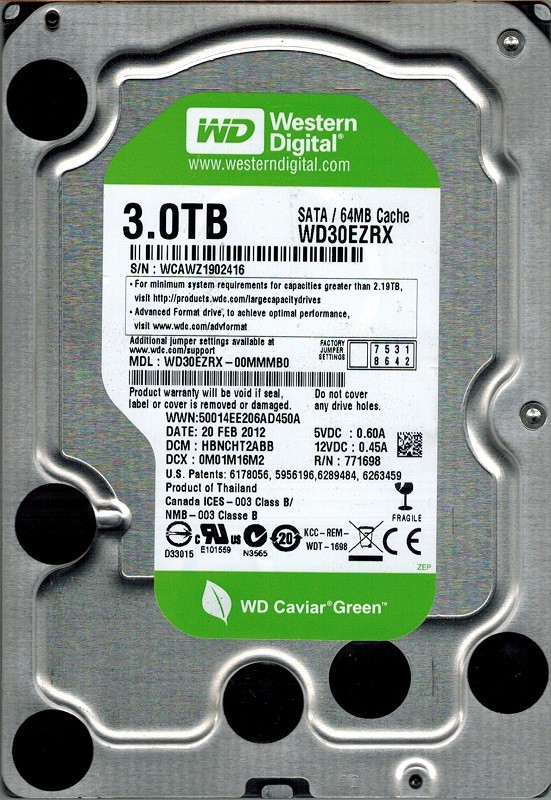 Western Digital WD30EZRX-00MMMB0 3TB DCM: HBNCHT2ABB