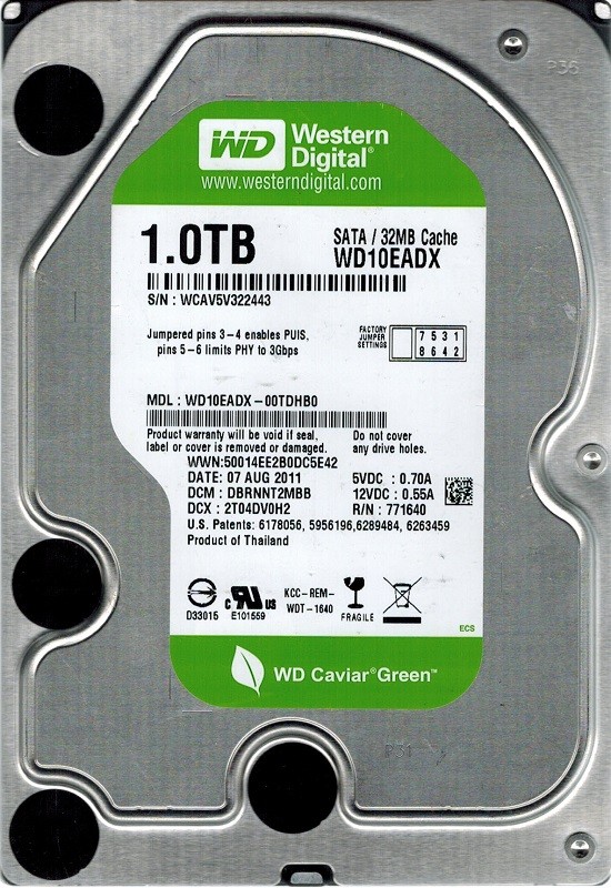 Western Digital WD10EADX-00TDHB0 1TB DCM: DBRNNT2MBB