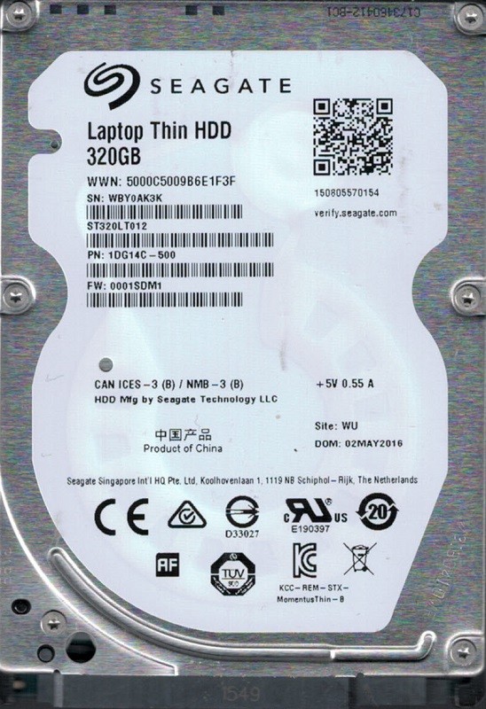 Seagate ST320LT012 P/N: 1DG14C-500 F/W: 0001SDM1 WU WBY 320GB
