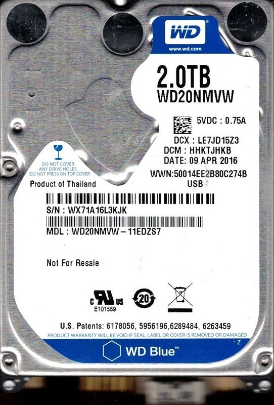 WD20NMVW-11EDZS7 DCM: HHKTJHKB WX71A Western Digital 2TB