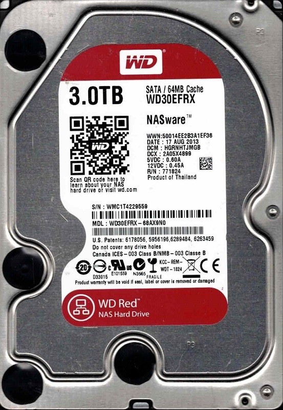 WD30EFRX-68AX9N0 DCM: HGRNHTJMGB AUG 2013 Western Digital 3TB