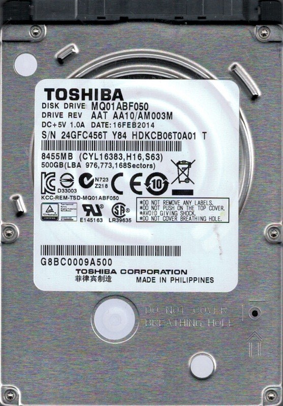 Toshiba MQ01ABF050 500GB AAT AA10/AM003M PHILIPPINES