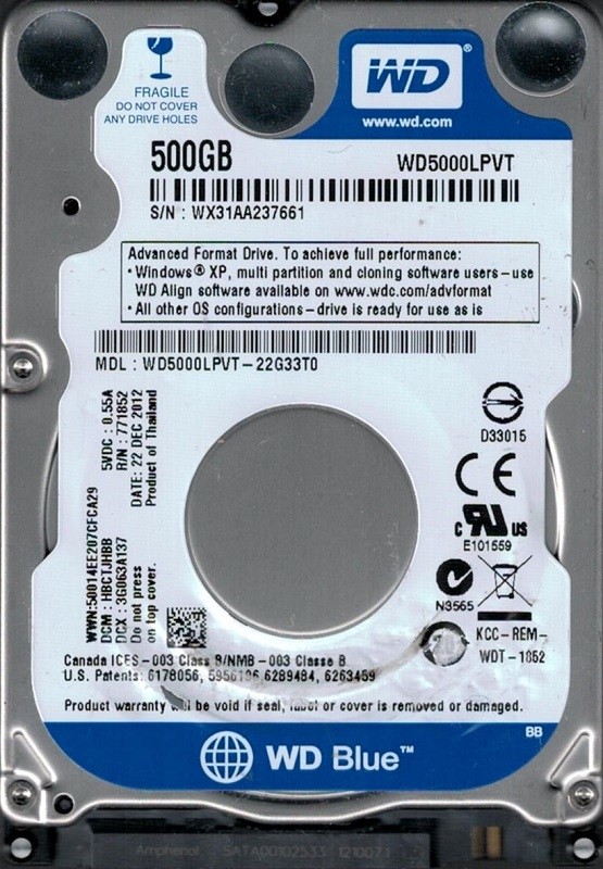 Western Digital WD5000LPVT-22G33T0 500GB DCM: HBCTJHBB