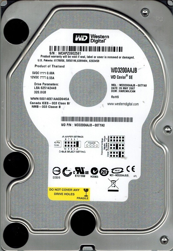 Western Digital WD3200AAJB-00TYA0 320GB DCM: HARCNVJCAN