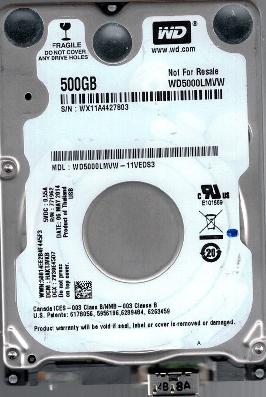 Western Digital WD5000LMVW-11VEDS3 USB 3.0 500GB DCM: HAKTJVKB