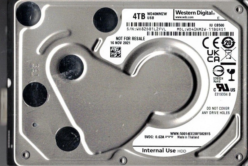 WD40NMZW-11BGRS1 USB 3.0 WX82D NOV 2021 Western Digital 4TB USB HDD