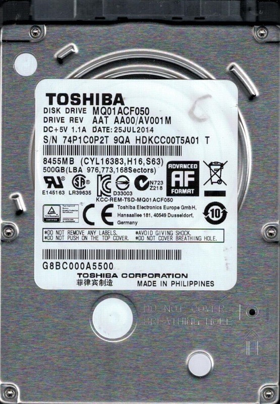 Toshiba MQ01ACF050 500GB AAT AA00/AV001M PHILIPPINES