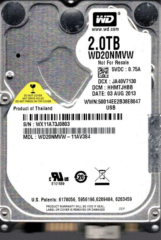 Western Digital WD20NMVW-11AV3S4 USB 3.0 2TB DCM: HHMTJHBB