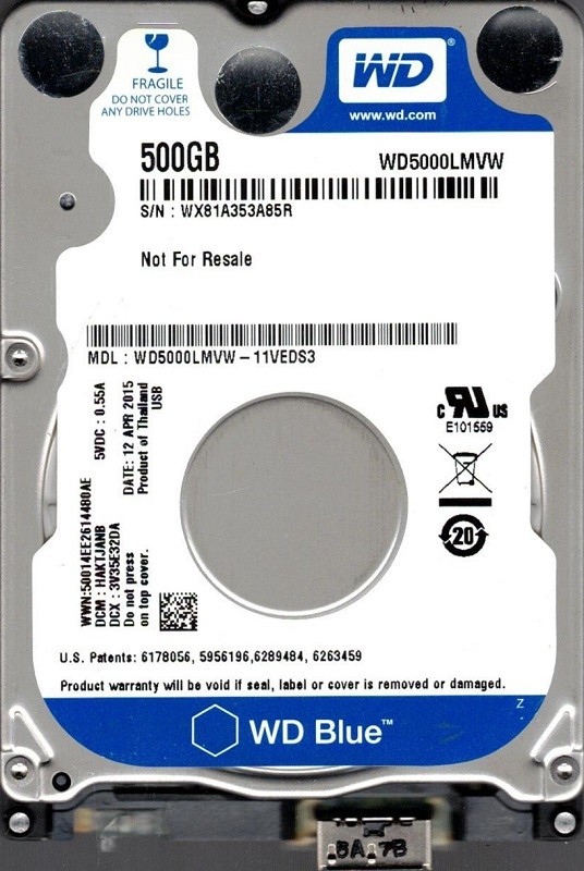 WD5000LMVW-11VEDS3 DCM: HAKTJANB WX81A Western Digital 500GB