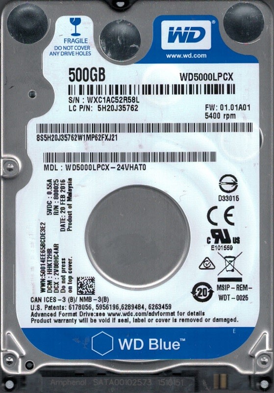 Western Digital WD5000LPCX-24VHAT0 500GB DCM: HHKT2HB