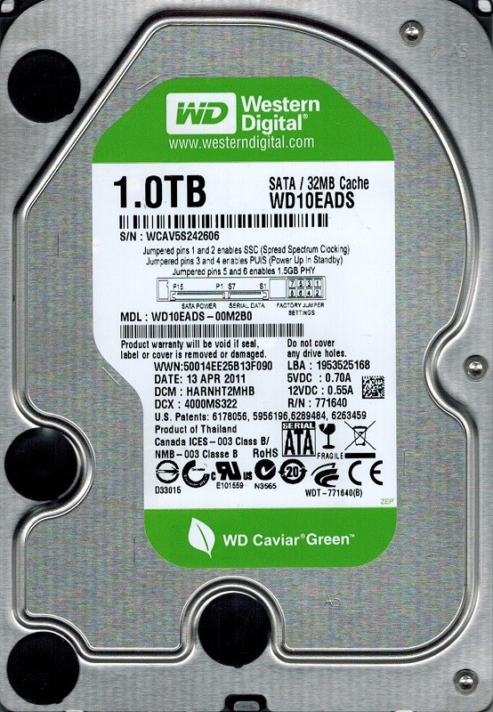 Western Digital WD10EADS-00M2B0 1TB DCM: HARNHT2MHB