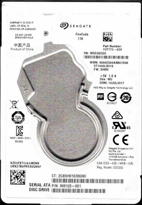 ST1000LX015 P/N: 1U7172-020 F/W: SHM2 WU WDE JUL 2017 Seagate 1TB
