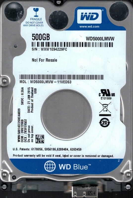WD5000LMVW-11VEDS3 DCM: DVKT2VKB WXW1E Western Digital 500GB