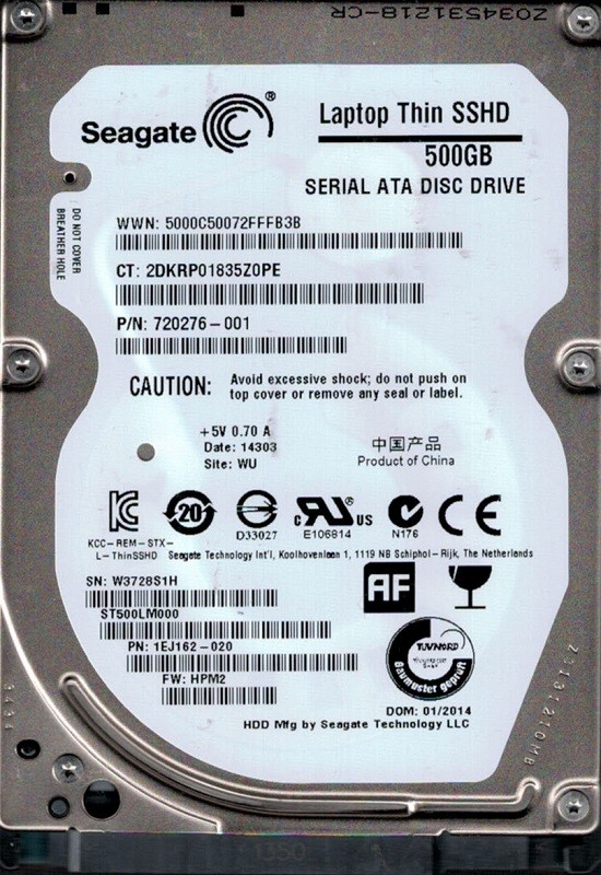 Seagate ST500LM000 P/N: 1EJ162-020 F/W: HPM2 500GB WU W37