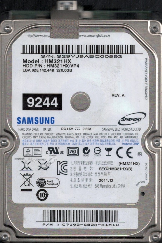 Samsung HM321HX/VP4 Spinpoint 320GB USB 2.0 P/N: C7192-G82A-A1M1U