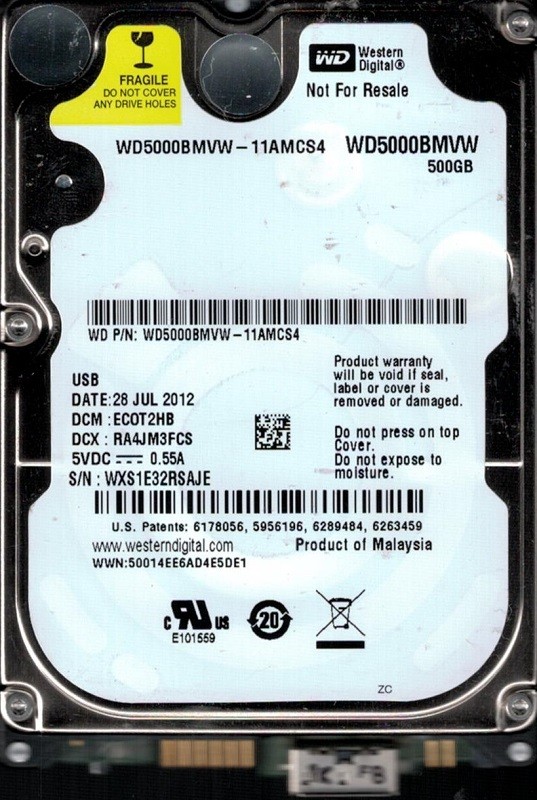 WD5000BMVW-11AMCS4 DCM: ECOT2HB Western Digital 500GB