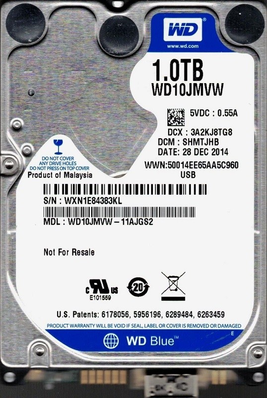 WD10JMVW-11AJGS2 DCM: SHMTJHB WXN1E Western Digital 1TB