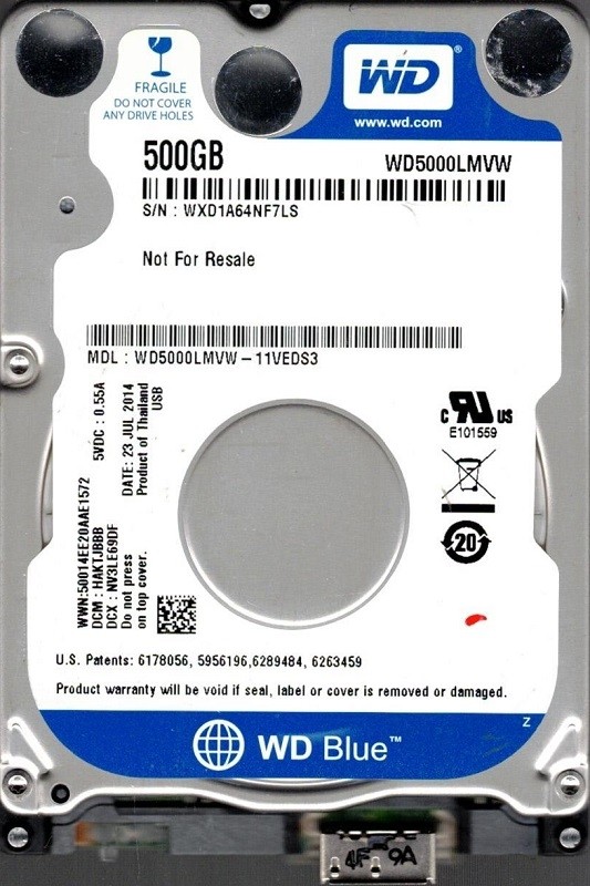 WD5000LMVW-11VEDS3 DCM: HAKTJBBB WXD1A Western Digital 500GB