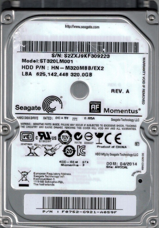 Seagate ST320LM001 HDD P/N: HN-M320MBB/EX2 320GB