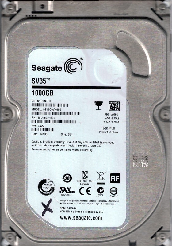 Seagate ST1000VX000 P/N: 1CU162-500 F/W: CV23 SU 1TB