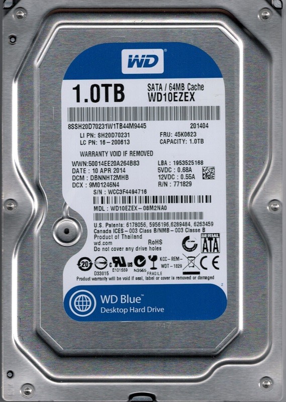 WD10EZEX-08M2NA0 DCM: DBNNHT2MHB Western Digital 1TB 