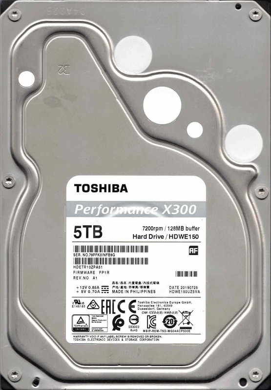 X300 HDWE150 P/N: HDWE150UZSVA F/W: FP1R 07/2019 Toshiba 5TB