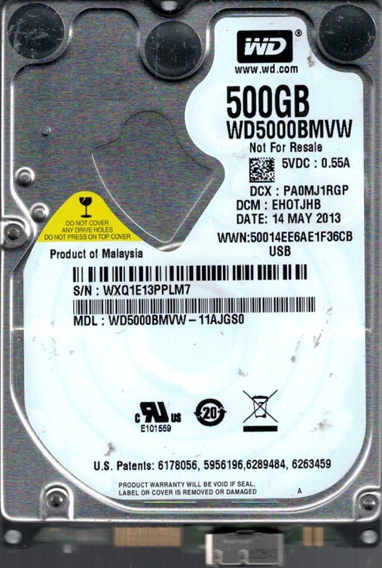 Western Digital WD5000BMVW-11AJGS0 500GB DCM: EHOTJHB USB 3.0