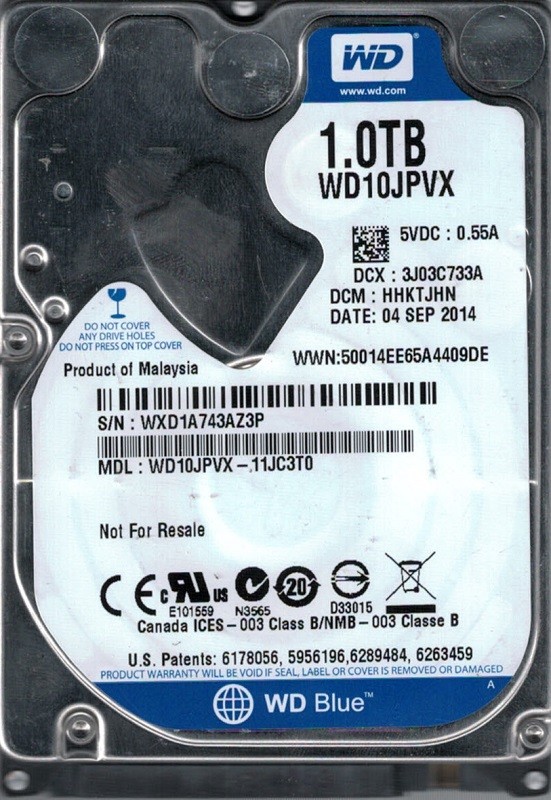 WD10JPVX-11JC3T0 DCM: HHKTJHN WXD1A Western Digital 1TB