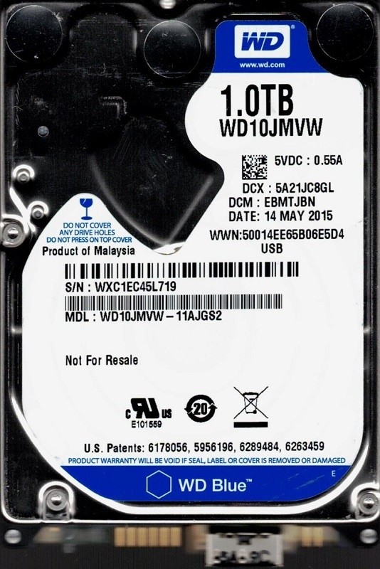 WD10JMVW-11AJGS2 DCM: EBMTJBN WXC1E Western Digital 1TB