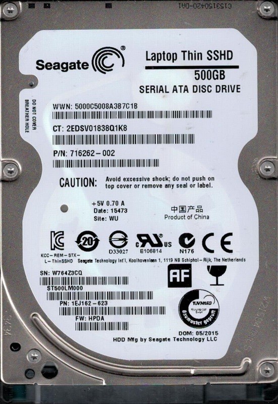 Seagate ST500LM000 P/N: 1EJ162-623 F/W: HPDA WU W76 500GB
