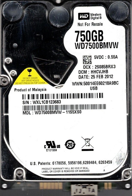Western Digital WD7500BMVW-11S5XS0 USB 3.0 750GB DCM: HHCVJHB
