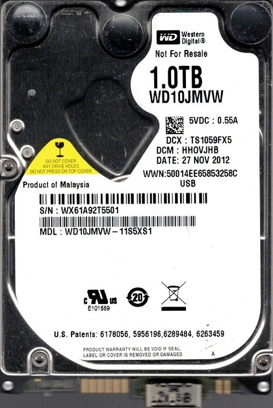 Western Digital WD10JMVW-11S5XS0 1TB DCM: HHOVJHB