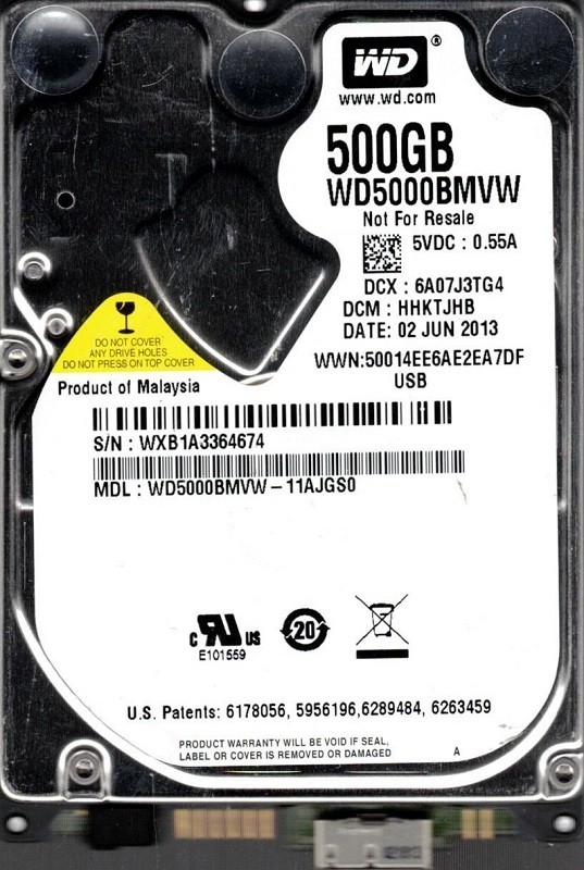 Western Digital WD5000BMVW-11AJGS0 500GB DCM: HHKTJHB USB 3.0