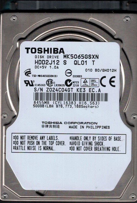 Toshiba MK5065GSXN 500GB HDD2J12 S QL01 T Philippines