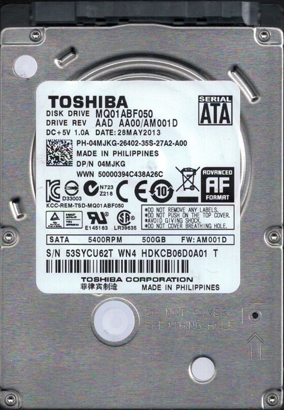 Toshiba MQ01ABF050 500GB AAD AA00/AM001D Phillipines