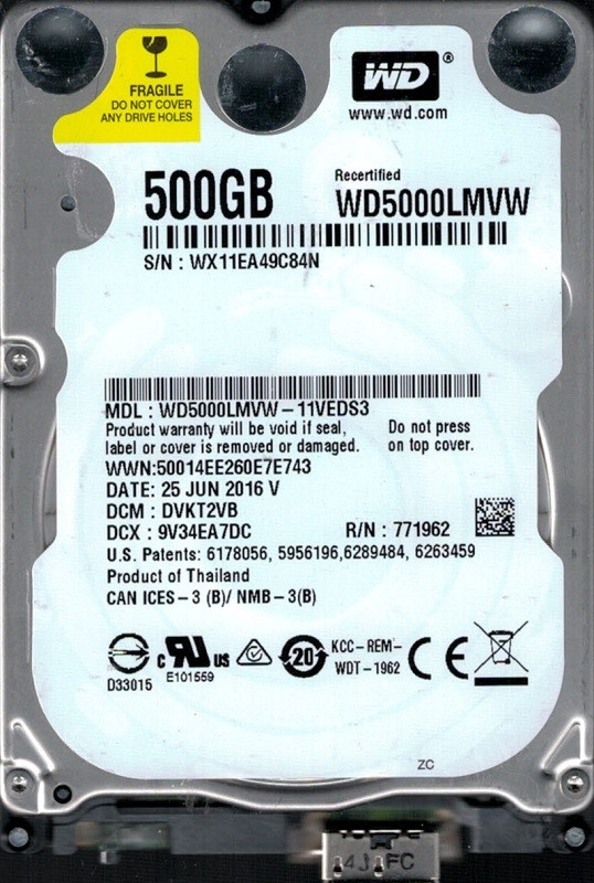 WD5000LMVW-11VEDS3 DCM: DVKT2VB WX11E Western Digital 500GB