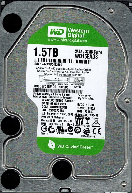 Western Digital WD15EADS-00P8B0 1.5TB DCM: HHRNHT2MH