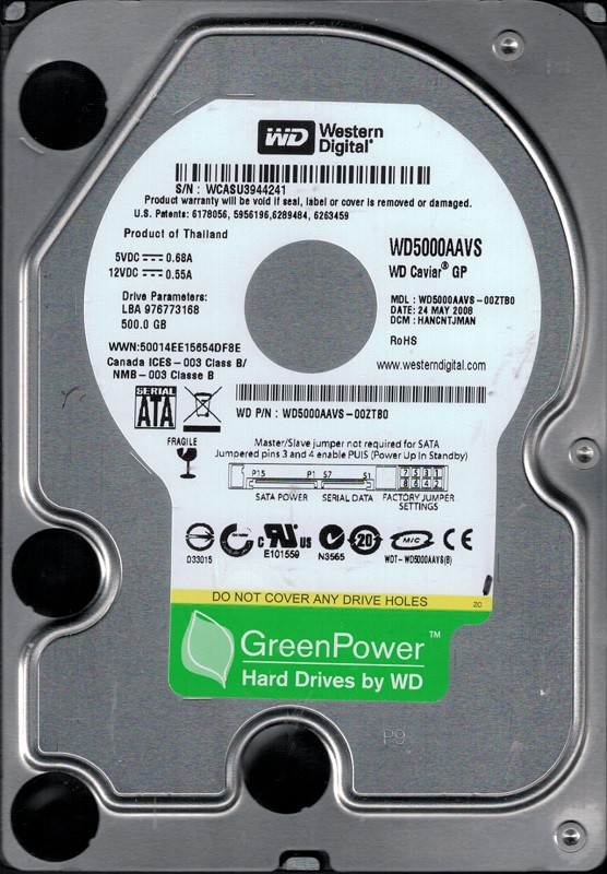 Western Digital WD5000AAVS-00ZTB0 500GB DCM: HANCNTJMAN