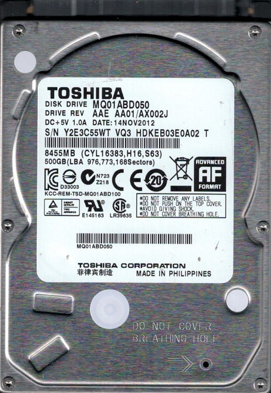 Toshiba MQ01ABD050 500GB AAE AA01/AX002J Philippines