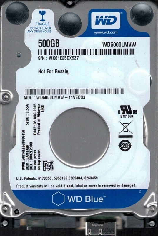 WD5000LMVW-11VEDS3 DCM: EAMTJAN WX61E Western Digital 500GB