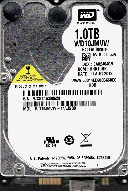 Western Digital WD10JMVW-11AJGS0 1TB DCM: HHKTJHK WX81A USB 3.0