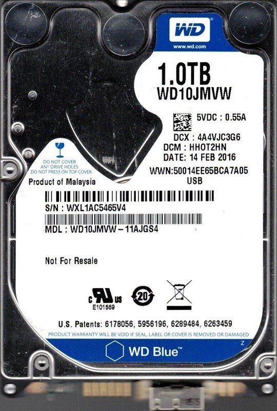 WD10JMVW-11AJGS4 DCM: HHOT2HN WXL1A Western Digital 1TB
