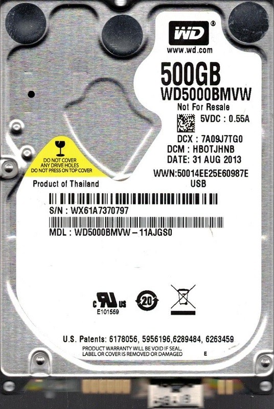 Western Digital WD5000BMVW-11AJGS0 500GB DCM: HBOTJHNB USB 3.0