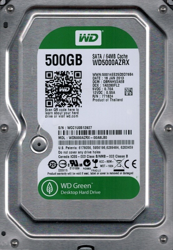 Western Digital WD5000AZRX-00A8LB0 500GB DCM: DBRNHV2AEB